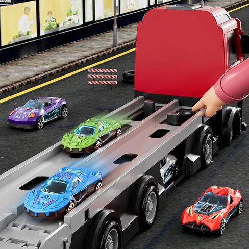 iHaHa 78 inches Transport Truck with 24pcs Die-Cast Cars Toys, Cars Toddler Toys Gifts for 2 3 4 5 6 7 Years Old Boys Girls Kids, Boys Toys Age 3-5 4-7 in Saudi Arabia