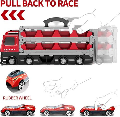 iHaHa 78 inches Transport Truck with 24pcs Die-Cast Cars Toys, Cars Toddler Toys Gifts for 2 3 4 5 6 7 Years Old Boys Girls Kids, Boys Toys Age 3-5 4-7 in Saudi Arabia
