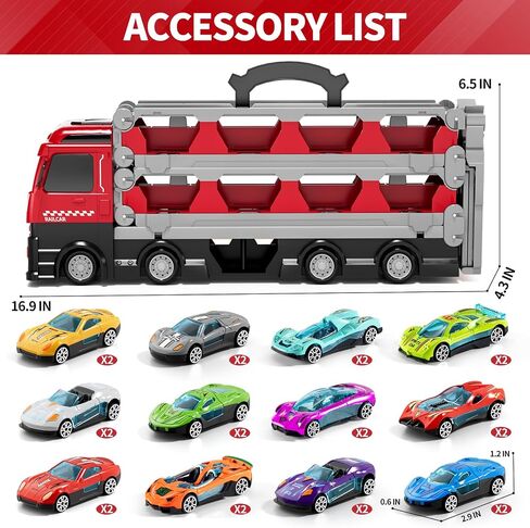iHaHa 78 inches Transport Truck with 24pcs Die-Cast Cars Toys, Cars Toddler Toys Gifts for 2 3 4 5 6 7 Years Old Boys Girls Kids, Boys Toys Age 3-5 4-7 in Saudi Arabia