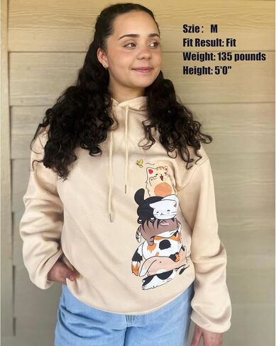 Tuislay Cute Cat Graphic Hoodies for Teen Girls Kawaii Cartoon Printed Hoodie Women Anime Print Hooded Sweatshirt Pullover in Saudi Arabia