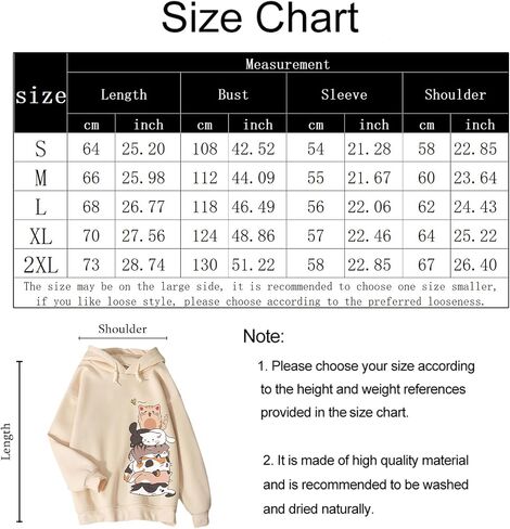 Tuislay Cute Cat Graphic Hoodies for Teen Girls Kawaii Cartoon Printed Hoodie Women Anime Print Hooded Sweatshirt Pullover in Saudi Arabia