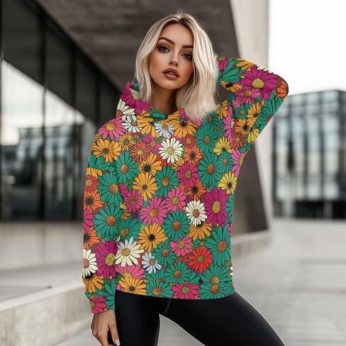 سويت شيرت نسائي كبير الحجم بقلنسوة مريح وأكمام طويلة بلوفر بلوزات بكتف منسدل ملابس خريفية ملابس عيد الميلاد in Saudi Arabia