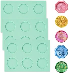 3 قطع من حصيرة ختم الشمع السيليكون لختم ختم الشمع، مجموعة ختم الشمع، سيليكون 6 تجاويف مستديرة ومضلع قالب ختم الشمع لملصقات ختم الشمع اللاصقة اليدوية in Kuwait