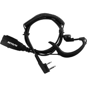 Retevis VOX Hands Free Two Way Radio Headset with Mic,Compatible RT22 RT21 H-777 RT68 RT22S Baofeng UV-5R SAMCOM Walkie Talkie,Coil Tube,G-Type Earhook Walkie Talkie Earpiece(1 Pack)