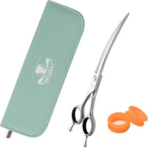 Left Handed Matte Deluxe Dog Grooming Scissors Great Grooming Shears for All Breeds,Design For Professional Groomer. (7.5" Curved Lefty)