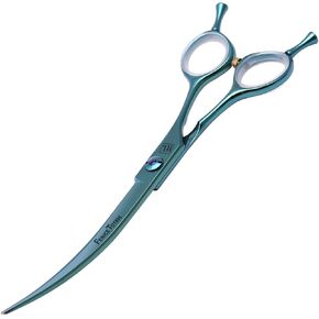 Dog Grooming Scissors: Blueish Green 7.5 inch Professional Pet Curved Shears Made Of Japanese 440C Advanced Stainless Steel for Dogs Cats and Other Pets in Kuwait