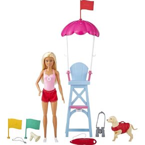 Barbie Careers Doll & Playset, Lifeguard Theme with Blonde Fashion Doll, 1 Dog Figure, Furniture & Accessories in Kuwait