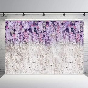 MEHOFOND Lavender and White Floral Bridal Shower Photo Studio Background Props Light Purple Lilac Wedding Photography Backdrop for Girl Portrait Baby Shower Birthday Party Decoration Banner 7x5ft
