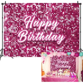 7x5FT Gold Flash Square Backdrop Girl Shining Sequins Shimmer Panels Photography Background Gold Happy Birthday Sequin Shimmer Party Decorations Banner