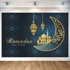 Ramadan Decoration Ramadan Kareem Backdrop Eid Mubarak Photo Background Ramadan Banner Poster for Ramadan Decorations Ramadan Kareem Supplies 70.8 x 47.2 Inch (Black)