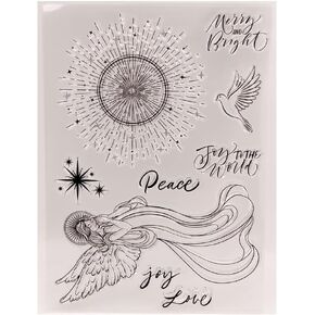 Praying Angel Clear Stamps Christian Religious Silicone Stamps Merry and Bright Sparkle Firework Stamps for DIY Scrapbooking in Saudi Arabia