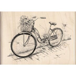 Inkadinkado Vintage Bicycle Wood Stamp for Arts and Crafts, 5'' L x 3'' W