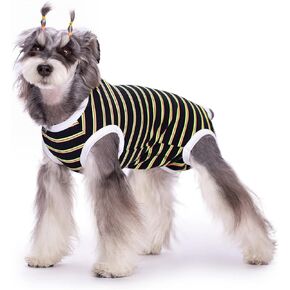 Puppy Striped Recovery Suit for Female Male Dogs Cats,Zip Up Dog Onesie Recovery Shirt Abdominal Wounds,Professional Spay Neuter Dog Pet Bodysuit After Surgery Wear Anti Licking Wounds