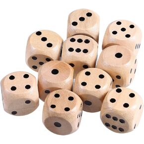 Gadpiparty 10 Pcs Wooden Dice Wooden D6 Six Sided Dice Game Dice Set Standard Game Dice Math Dice Mini Dices Table Dice Game Props for Classroom Teaching, Board Games, Dice Games