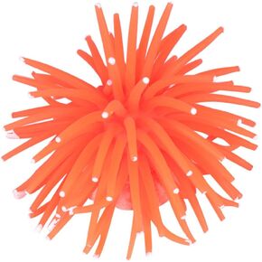 TEHAUX Simulation Sea Urchins Coral, Aquarium Fish Tank Decoration Fish Tank Landscaping Ornaments Elastic Coral Crafts Aquarium Ornament (Orange)