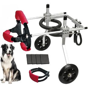 Lokshun Dog Wheelchair for Back Legs Large Dog Carts with Wheels Adjustable Wheelchair for Dogs with Disabled Hind Legs Walking, with 4PCS Rear Leg Protection Pads (L)