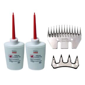 Sheep Shears Pro Clipper Blades 20 Tooth Straight Blade Replacement Universal Show Goats Cutter Blades Set with 2 x Sheep Clipper Oil Lubricant Bottles 6.8 Fl OZ (200ml)