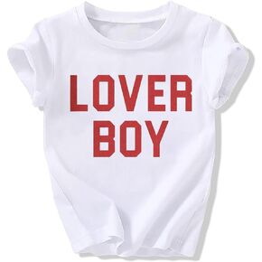 Toddler Boy Valentine's Day T Shirt Cute Lover Boy Shirt Kids Funny Letter Print Valentine's Day Shirts Tops