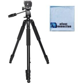 80" Inch Elite Series Professional Heavy Duty w/ Angled Legs, Action Camcorder Tripod For Sony NEX-EA50UH, NEX-FS100U, NEX-FS700R, NEX-FS700U, NEX-VG30, NEX-VG900 & More... + Microfiber Cloth