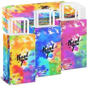 Gueevin 18 Pieces Tie Dye Gift Bags Tie Dye Party Favor Bags Tie Dye Party Supplies Thank You Paper Bags Tie Dye Goody Bags with Handles, Retro Theme Party, Celebration, Birthday Party and Weddings in Saudi Arabia