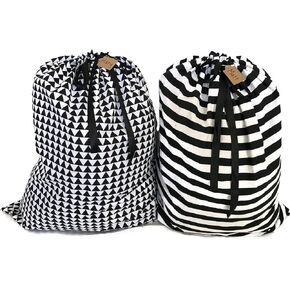 أكياس هدايا قماشية قابلة لإعادة الاستخدام (مجموعة أكياس سانتا مقاس XXL، مربعات وخطوط) مجموعة من حقيبتين، مقاس 40 × 32 بوصة in Kuwait