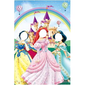Princess Face Photography Fabric Banner Backdrop Pink, Perfect for Princess Birthday Party Decorations, Includes 1 Banner & 1 Rope, Polyester, 39.3 x 59 Inches
