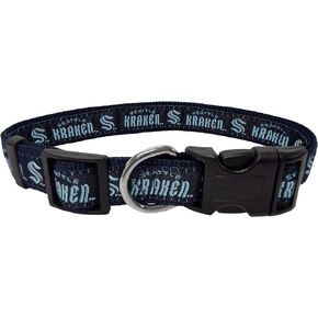 Pets First Dog Collar - NHL Seattle Kraken PET Collar, Size: Large. - A Cool, Cute, Fashionable, Adjustable, Durable Collar for Dogs & Cats Looking to Support Their Hockey Team!, Blue (KRA-3036-LG)