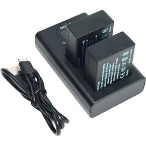 DSTE Replacement for 2X DMW-BLC12 + Dual LCD Battery Charger Compatible Panasonic Lumix DMC-G5 DMC-G6 DMC-G7 DMC-GH2 DMC-GX8 DMC-FZ200 DC-G90 DC-G95