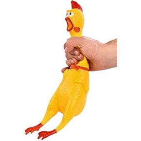 Hilarious 15" Rubber Screaming Chicken Toy For Kids & Pets – Super Durable & Funny Squeaky Chicken Dog Chew Toy - Silly Squeezing & Squawking Novelty Gift Idea – Vibrant Colors & Wacky Design