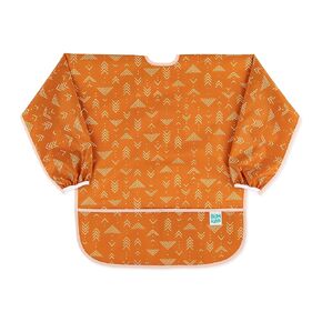Bumkins Sleeved Smock, Toddler Reusable Waterproof Bib for Girls and Boys Ages 3-5 Years, Long Sleeve Childrens, Kids Paint Apron, Arts, Crafts and Play with Pocket, Soft Fabric, Boho Orange