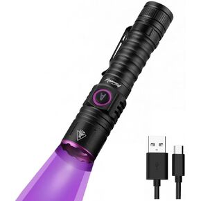 ALONEFIRE SV103 365nm UV Flashlight 10W Type C USB Rechargeable Black Light Money Detector for Resin Curing, Pet Urine Detection, Scorpion, Fishing, Minerals, Leaks, Cure Glue with Battery