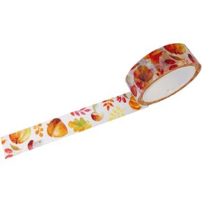 Wrapables Flowers and Greens Washi Masking Tape, 15mm x 7m Pink Blossoms