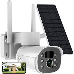ABCOOL Wireless Security Camera Outdoor with Solar Powered Battery, Motion Detection and Siren, Color Night Vision, Audio 2 Way Talk, Remote Access, Cloud SD, Pan Tilt Strobe Spot Light, Home CCTV