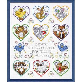 Crafts, Animal Hearts Counted Cross Stitch Kit