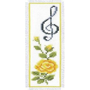 Vervaco Counted Cross Stitch: Bookmark: Rose & Treble Clef