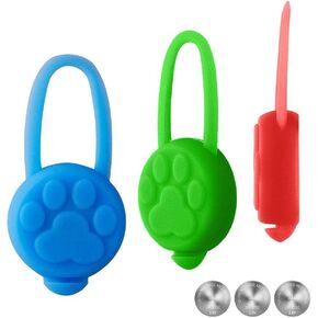 Dog Collar Light, Waterproof Silicon LED Dog Collar Safety Night Walking Lights for Dog and Cat - Batteries Included. (3 Pack)