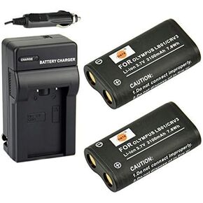 DSTE Replacement for 2X CR-V3 Battery + DC78 Travel and Car Charger Adapter Compatible Olympus C3000 40Z C-2100UZ C-211 C-211Z C-3030 C-3030Z C-4000 C-5050Z D510 Camera as LB01 CRV3 LB-01
