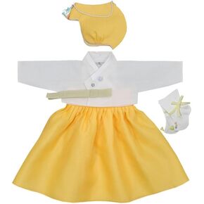 Girl Baby 100 Days Birth Hanbok Korea Traditional Dress Celebration Party Baekil Yellow Set OSG301