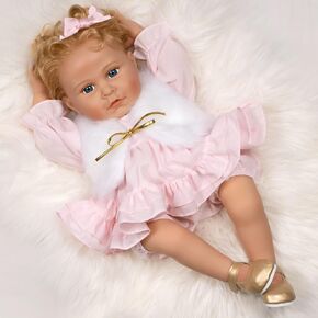Paradise Galleries Reborn Baby Doll, Karen Scott Designer's Doll Collections, Made in Soft Touch Vinyl with Pink Ruffled Dress with Matching Pantaloons