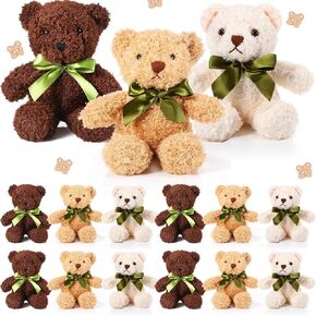 HyDren 30 Pcs Valentines Day Plush Bears Bulk Stuffed Plush Bear Animals with Bow Tie for Birthday Graduation Christmas Party Favor Gift(10 Inch,Brown)