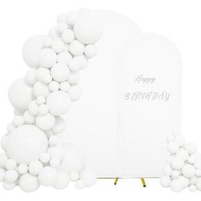Set of 2 Wedding Arch Cover 2-Sided Round Top Spandex Fitted Arch Backdrop Cover for Birthday Party Baby Shower Wedding Arch Stand Decor（5FT, 6.6FT, Gold）