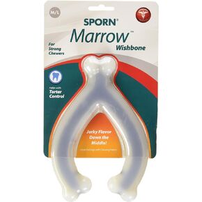 Sporn Durable Marrow Wishbone Dog Chew Bones for Aggressive Chewers, Jerky Flavor Dog Chew Toys for Large Chew Dogs, Made with Tough Nylon Dog Dental Chew Toy, Gluten-Free & Non-Toxic, Large