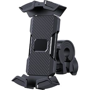 Bike Phone Holder,Handlebar Cell Phone Holder,Bicycle Phone Mount with Soft Cushion & Adjustable Metal Clip Compatible (Black)