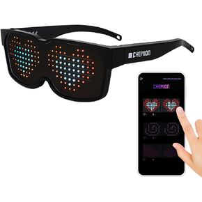 CHEMION LED Glasses for adults, Customizable Bluetooth LED Glasses, Perfect for Christmas, Halloween, and Birthday Parties (Color) (2024 Ver.)