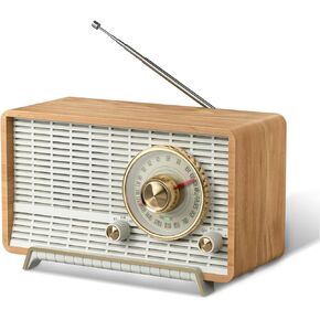 راديو YOWGUIF AM FM كلاسيكي كلاسيكي من الخشب وطاولة راديو ومكبرات صوت بلوتوث وراديو حائطي مع مقبض دوار رائع للمنزل والمكتب