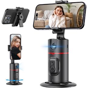 Auto Face Tracking Tripod, No App, Smart Shooting Phone Holder with Remote, 360° Rotation Body Phone Camera Mount Extendable Body Smart Tracking Tripod for Vlog/TIK Tok, Rechargeable Battery (Black)