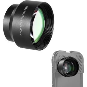 NEEWER HD 60mm Telephoto Lens Only for 17mm Thread Backplate, 2X Magnification Compatible with SmallRig NEEWER iPhone Samsung Phone Cage Case with 17mm Lens Adapter, Compatible with Sandmarc, LS-41