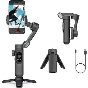 Professional Gimbal Stabilizer for Smartphone w/Wireless Charging OLED Display LED Light Focus Wheel, 3-Axis Phone Gimbal Stabilizer for iPhone 15 14 13 12 Pro/Max/Xs Galaxy S23-AOCHUAN Smart X Pro