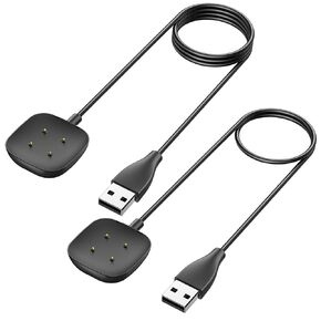 2 Pack Charger Cable for Fitbit Versa 4/ Versa 3/ Fitbit Sense 2/ Sense Fitness Tracker, Soft Durable Replacement USB Charging Cable, Two Sizes for Choice (3.3ft/1.64ft)