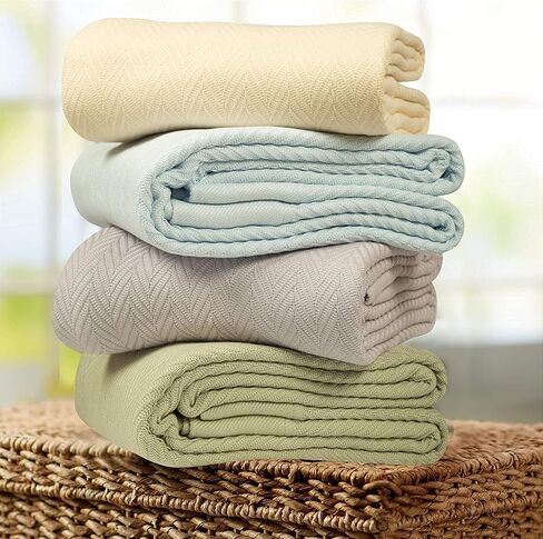 بطانيات قطنية فاخرة من Threadmill لسرير بحجم كينج | بطانية مقاس كينج مريحة من القطن بنسبة 100% لجميع المواسم | بطانية حرارية خريفية ناعمة وخفيفة الوزن تناسب سرير كال كينج | فولكستون بلو in Kuwait